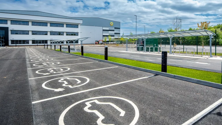 EV charging bays marked in the XDock 549 car park